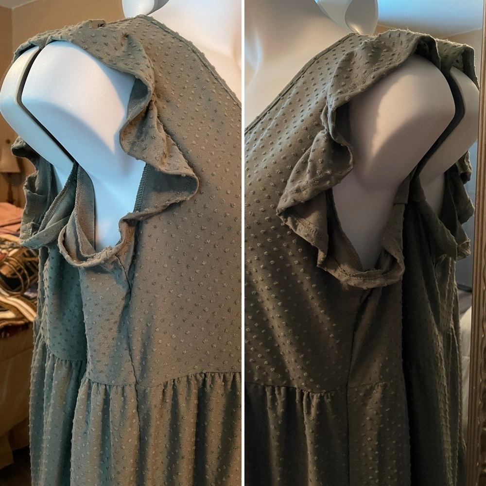 Heimish Green Butterfly Short Sleeve Swiss Dot Tiered Mini Dress NWOT PLUS - Picture 9 of 17
